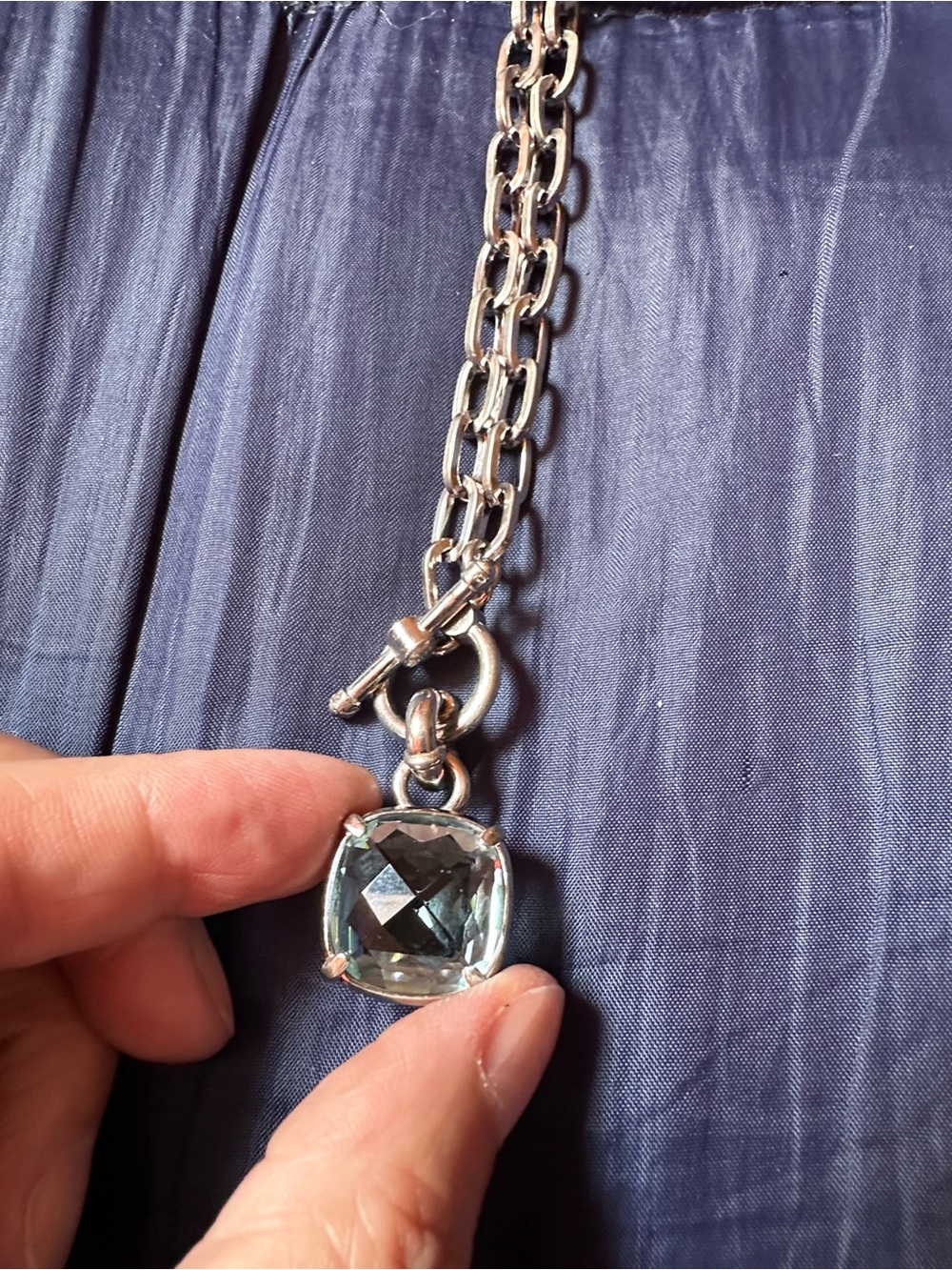 Myka necklace with Blue Cushion Gem